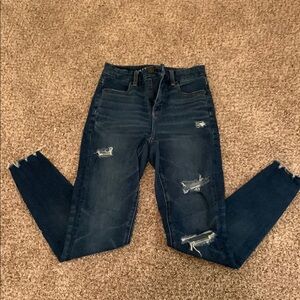 American Eagle Dark Wash Distressed Skinny Jeans